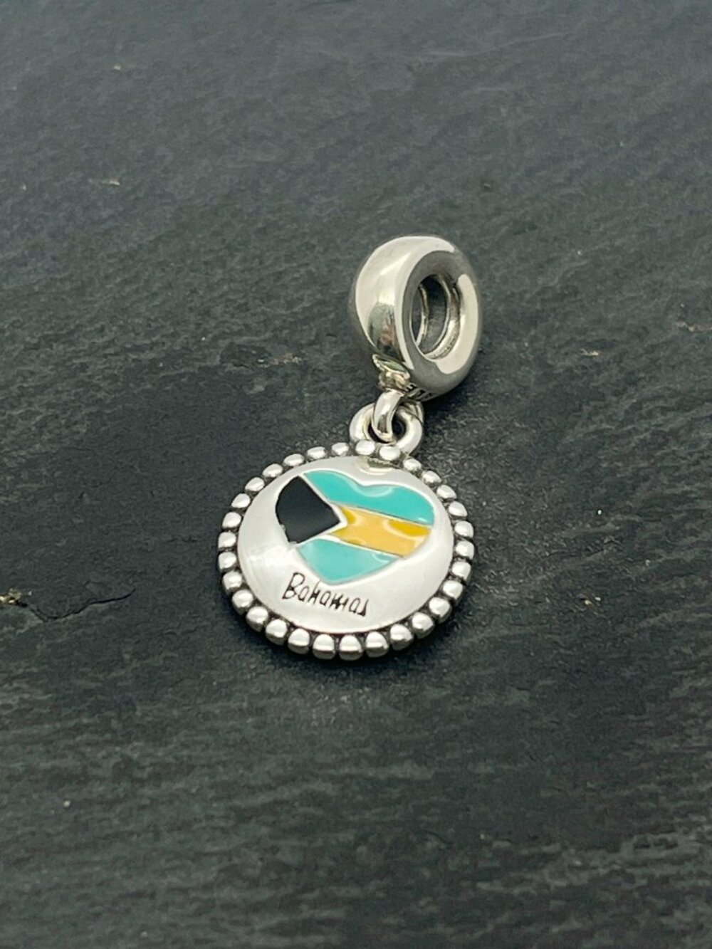 Pandora Bahamas Flag Exclusive Charm Sterling Silver Dangle Charm Jewelry